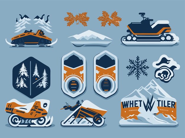 Vector winter sport games icons collection set