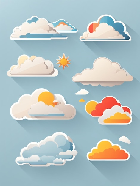 vector wolk sticker clipart vector set vlak ontwerp