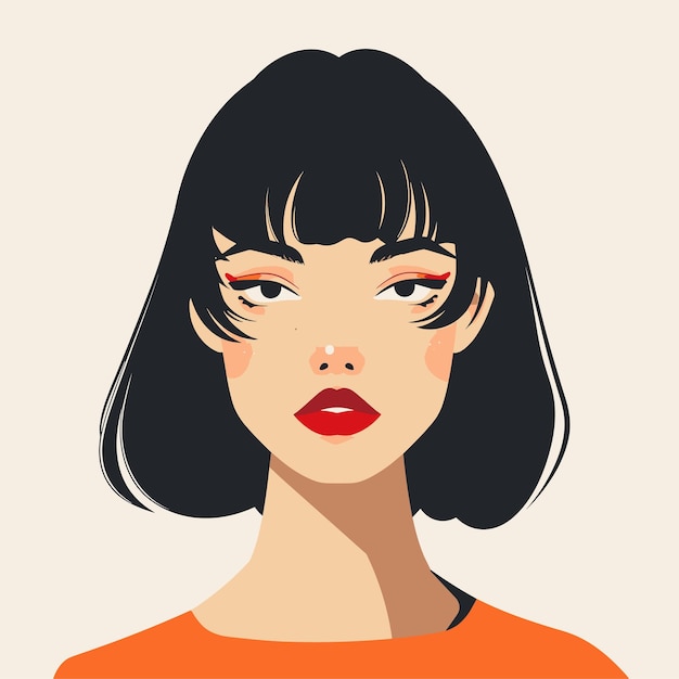 vector woman with asian appearance flat style on white background Generative AI