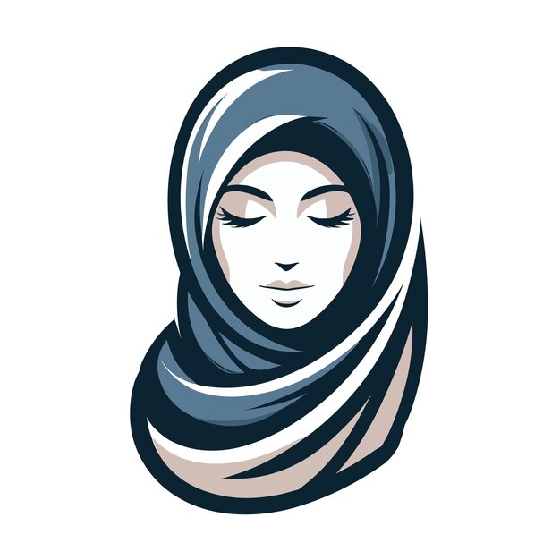 Photo vector women hijab beauty muslimah fashion flat design scarf logo generative ai