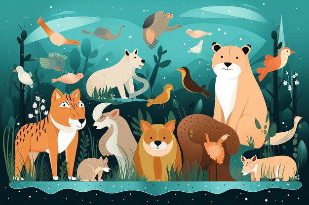 Photo vector world animal day flat design background