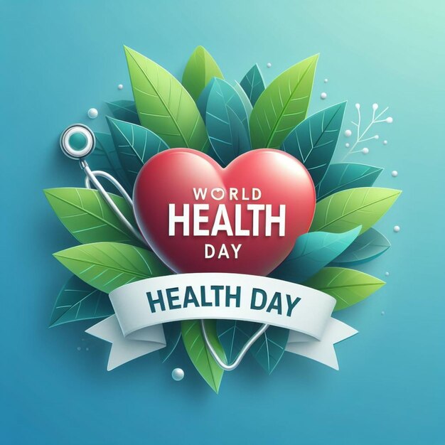 Vector of World health day with earth global and heart