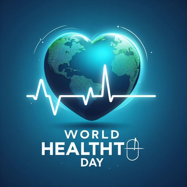 Vector of World health day with earth global and heart