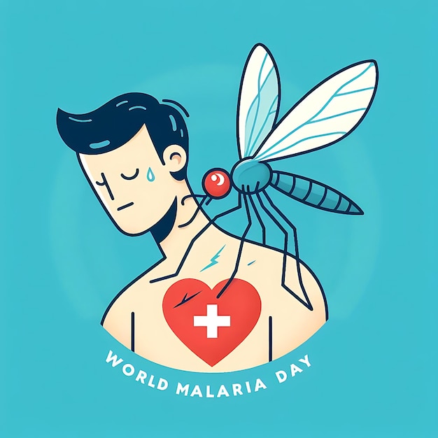 Photo vector world malaria day a man with a cross on his chest is holding a heart with a cross on it