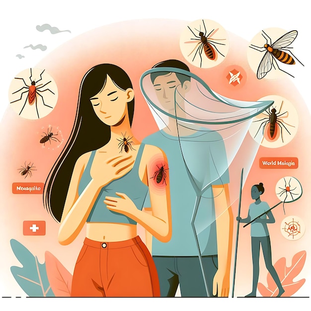 Photo vector world malaria day a poster with a woman and a woman with the word quot