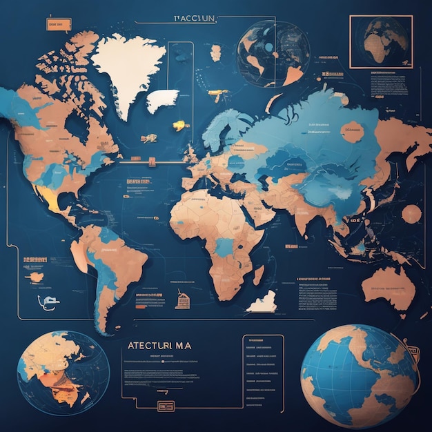 vector world map with technology background