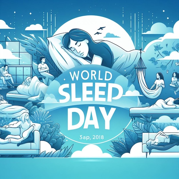 Vector world sleep day vector design illustrationhorizontal bright poster for world sleep day