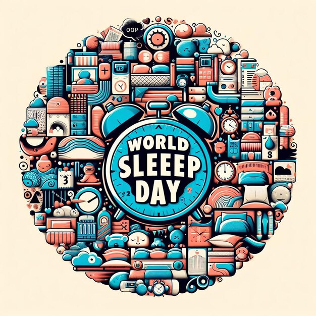 Vector world sleep day vector design illustrationhorizontal bright poster for world sleep day