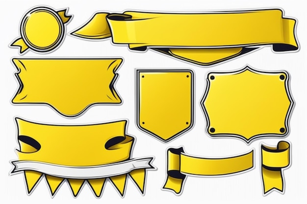 vector yellow banner sticker