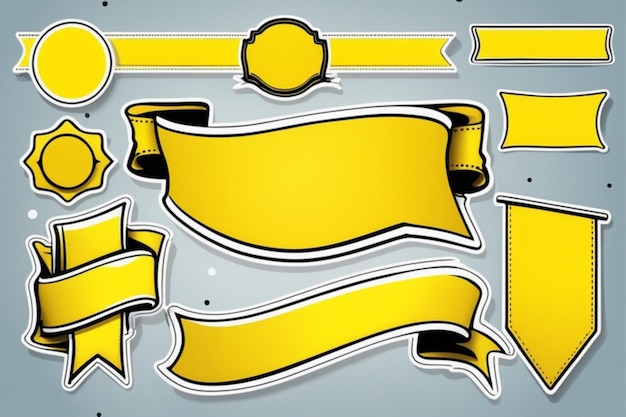 vector yellow banner sticker