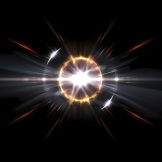 Vector yellow lens flare with ring ghost lighting effect