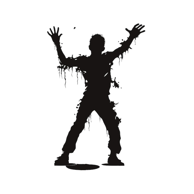 вектор зомби выходит из могилы стоящий зомби и поднимает руки стоящий зомби векторная иллюстрация на белом фоне