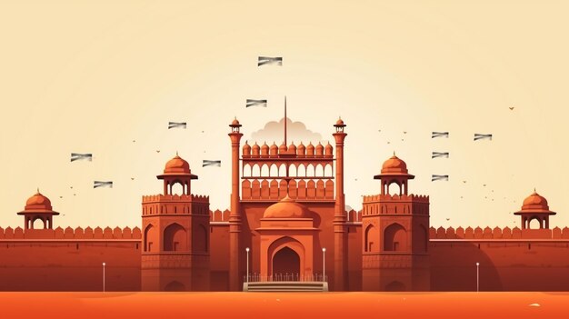 vectorbanner met de Taj Mahal en de Indiase vlag