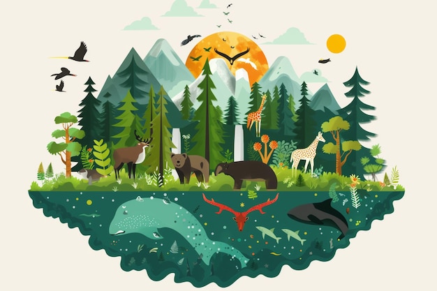 Vectorbeeld van dieren in het wild