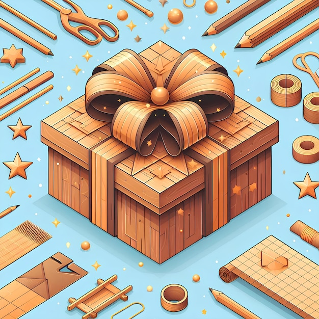 vectorbeeld van een geschenk gemaakt met een houten doos