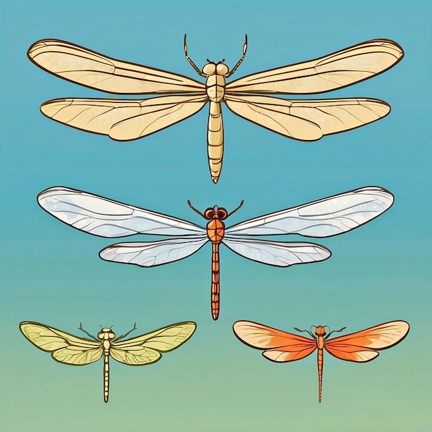 Vectoren van vleugels van dragonvlieg insecten