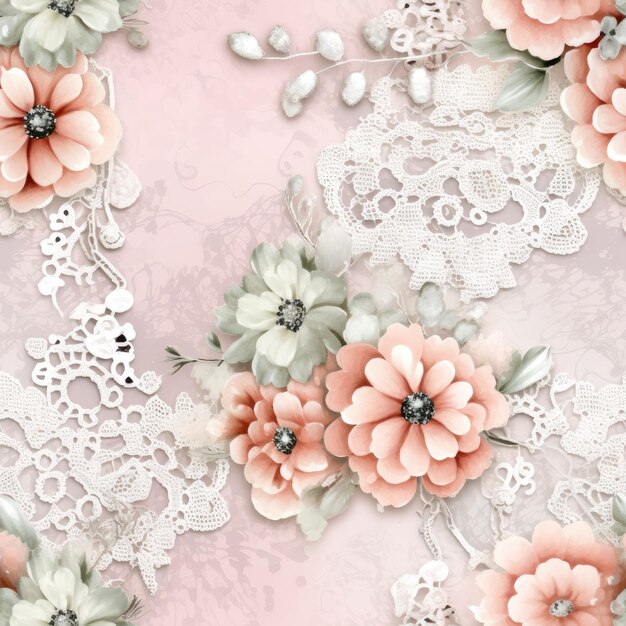 Vectorian Elegant Pink BaroqueStyle Seamless Flower Design