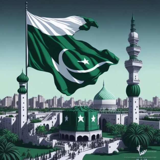 vectorillustratie vakantie 14 augustus is de dag van de onafhankelijkheid van Pakistan, symbolische groene kleuren