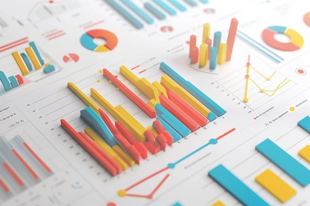 Vectorillustratie van de grafische analyse van bedrijfsgegevens op witte achtergrond