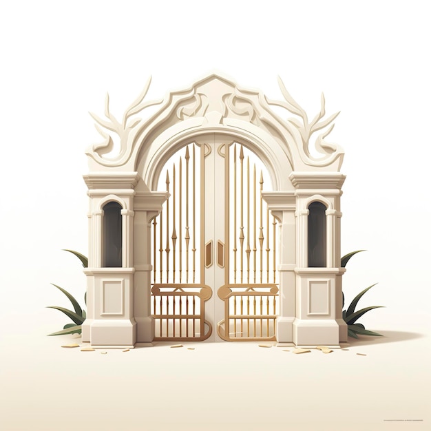 Vectorillustratie van de oude poort in kawaii anime stijl cartoon