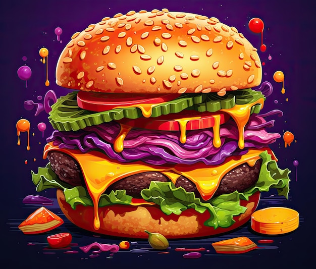 Vectorillustratie van een hamburger in cartoon stijl