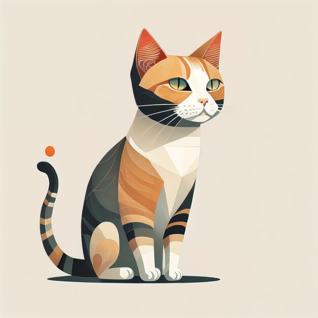 Vectorillustratie van een kat in een platte stijl Cute cat generative ai