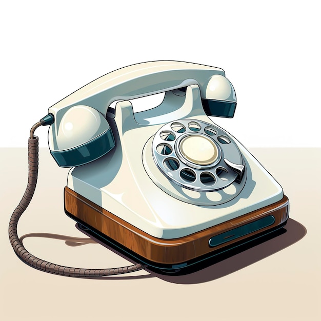 Vectorillustratie van een oude roterende telefoon in kawaii anime-stijl cartoon