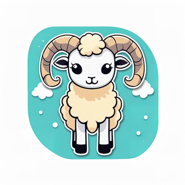 vectorillustratie van een schattig schaap met een blauwe achtergrond schattige schapen in de winter