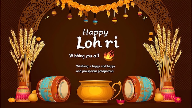 Vectorillustratie van Happy Lohri vakantie achtergrond voor Punjabi festivalillustratie