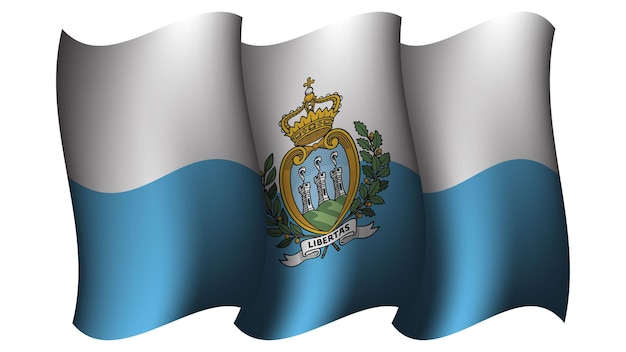 Vectorillustratie van het ontwerp van de zwaaiende vlag van San Marino