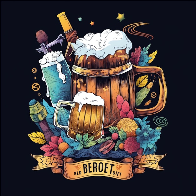 Vectorillustratie van het ontwerp van het bierfestival