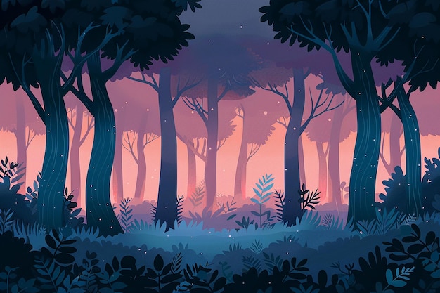 Vectorillustratie van het vlakke ontwerp van het bos