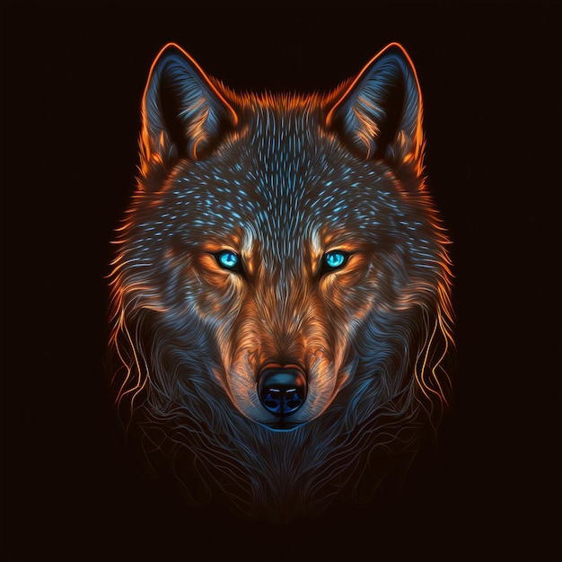 Vectorillustratie van vooraanzicht van een wolfshoofd, verbluffend mooi ontwerp