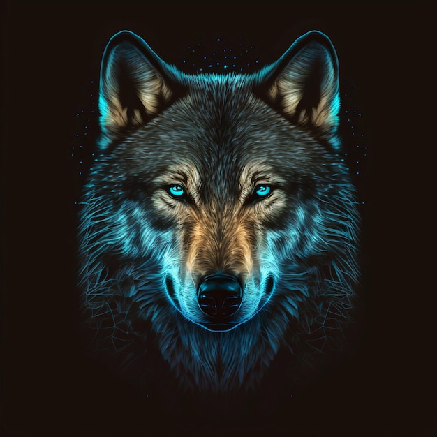 Vectorillustratie van vooraanzicht van een wolfshoofd, verbluffend mooi ontwerp