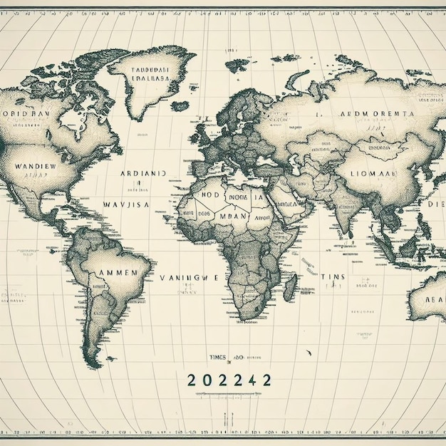 Vectorillustratie Wereldkaart en tijden voor 2024