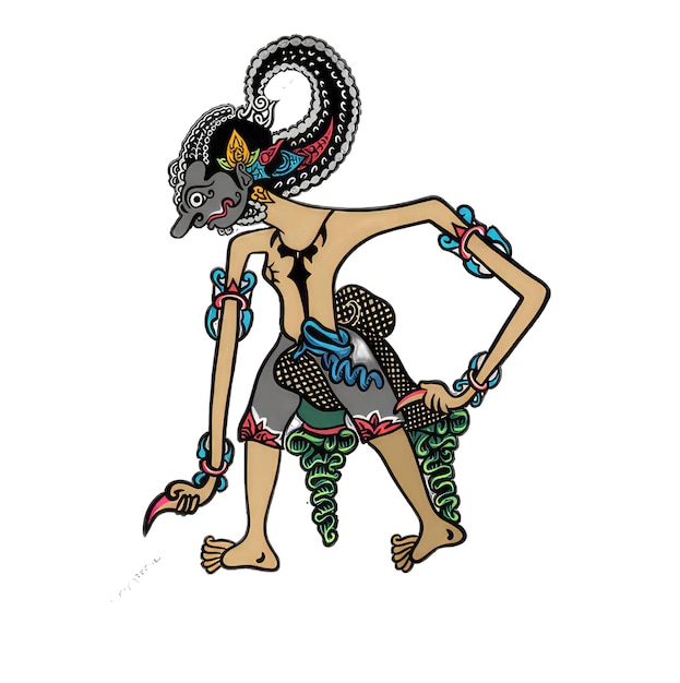 Vectorillustratiewijziging van wayang kulit purwa-karakter van Werkudara Bima Generative AI