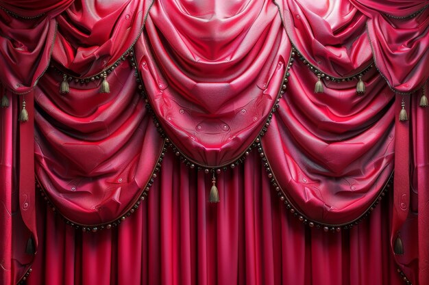 ベクトル化された赤いカーテンの画像 3D現実的なカーテンの織物セット