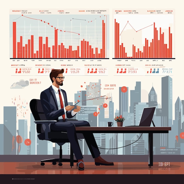 Vectorkunst over financiële aandelenmarkt