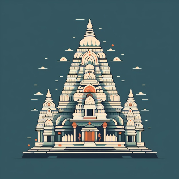 Vectorkunst van een minimalistische hindoeïstische tempel