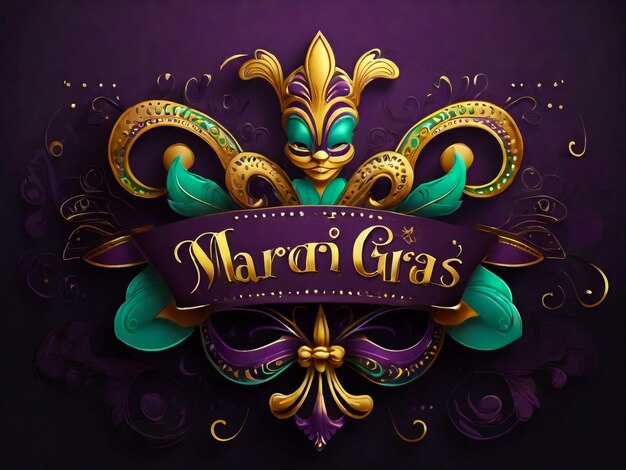 Vectorletters voor Mardi Gras carnaval filigree kalligrafische lettertype met traditioneel symbool van