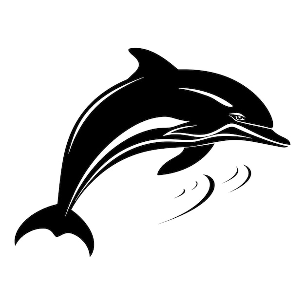 Vectorlogo met een slank zwart silhouet van een dolfijn perfect voor een dynamische en sierlijke branding