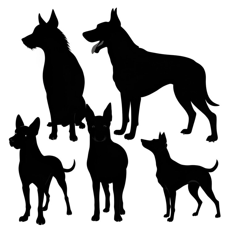 Foto vectorontwerp van de silhouet van hondenrassen