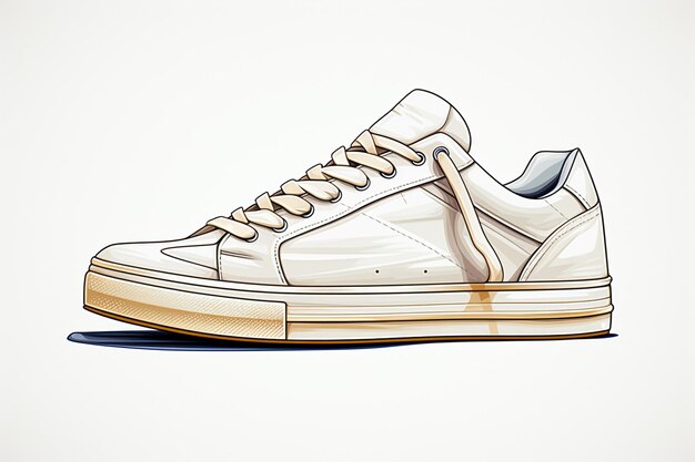 Vectorschets van een paar witte sneakers op een witte achtergrond