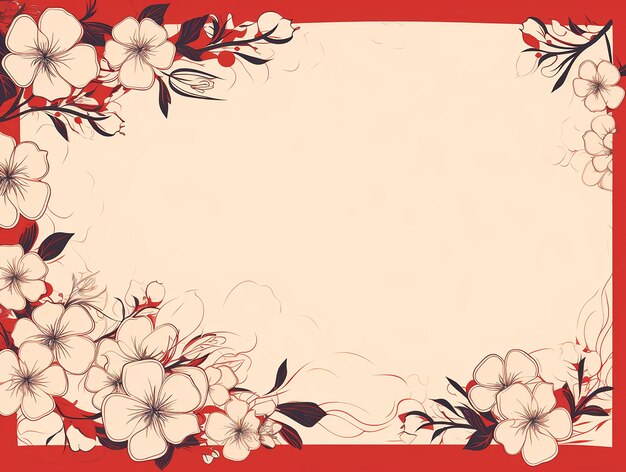 VectorStyle Light Red Card with Floral Borders