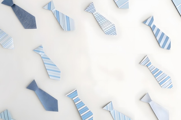 Veel blauwe stropdassen op een witte achtergrond 3D-weergave