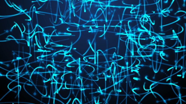 Veel deeltjes zoals wormen of muggen bevinden zich in de donkere ruimte 3D render computer gegenereerde achtergrond