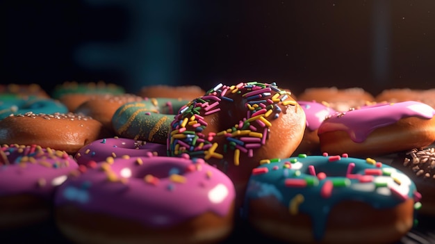 Veel donuts op tafel zoet eten