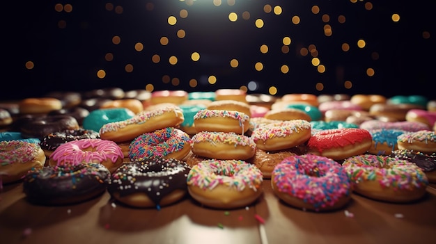 Veel donuts op tafel zoet eten