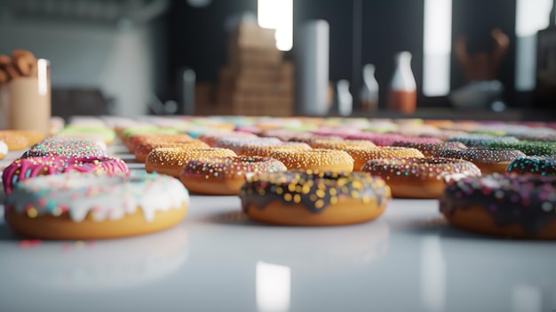 Veel donuts op tafel zoet eten