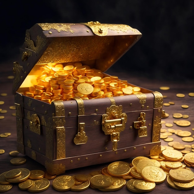 veel gouden munten stapelen in schatstapel en gouden munten
